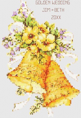 Kreuzstich Hochzeitstag Sampler Kit oder Muster Florashell Golden Bells
