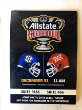 Alabama vs Kansas State 2022 Sugar Bowl Actual Suite  Ticket   Not A Replica