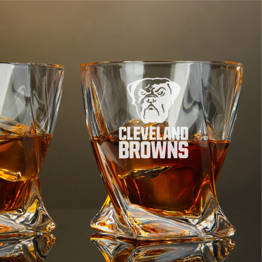 Engraved Cleveland Browns Whiskey Glass - Twisted Whiskey Glasses