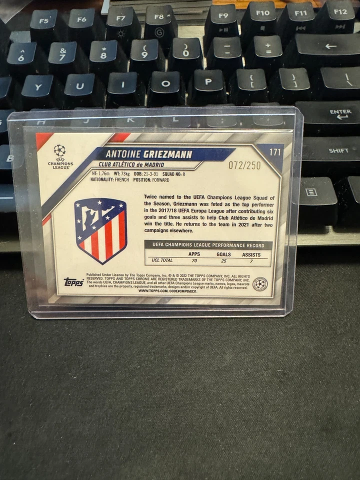 2021 Topps Chrome UCL Purple Mini-Diamond Refractor /250 Antoine Griezmann #171 - Image 2 of 2