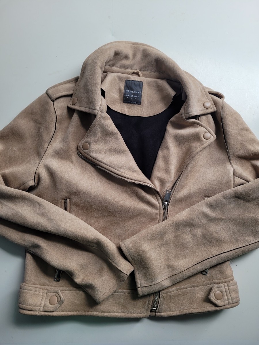 WOMENS PRIMARK FAUX SUEDE BIKER JACKET UK10 UK
