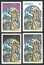 (BL) Zambia 1980 Scott # 228-231 CHRISTMAS ANIMALS, DOG, CATTLE set of 4 MNH