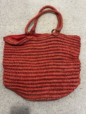 Topshop Orange Straw Beach Bag UK