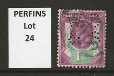 GB PERFIN - Lot 24 - KEVII 1.5d purple/green "W D & S" - good condition