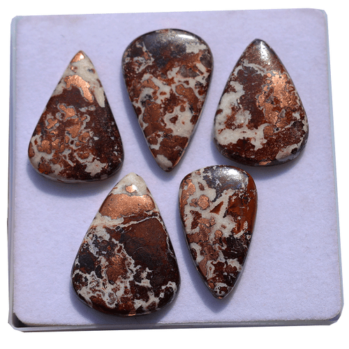Lotto 5 Pezzi Pietre Preziose Cabochon Pera Rame Naturale Dolomite Alta Qualità 35mm-39mm - Foto 10 di 14