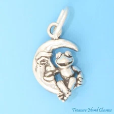 Muppet Show Kermit Frog on the Moon 3D 925 Solid Sterling Silver Charm Pendant