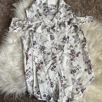 Epic Threads Girls Sleeveless White Button Up White Top Sz M - DH2109