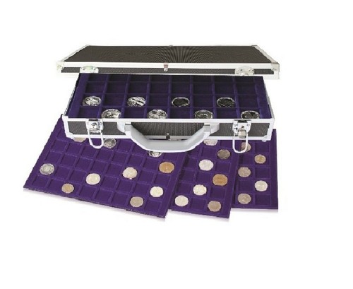 Alu-Großer-Münzkoffer-Diamant Look-&-münztableaus IN Blu Rosso Scuro - Foto 8 di 171