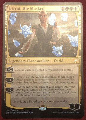 mtg magic NOT OVERSIZED estrid, the masked FOIL ENGLISH commander 2018 la femme