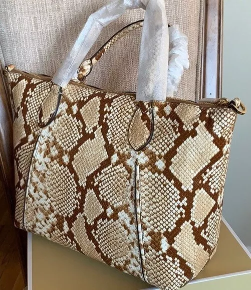 Michael kors lenox large python embossed leather satchel hot sale