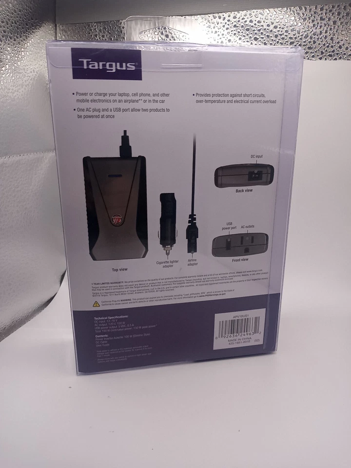 Targus Power Inverter Auto/Air 100W Mobile Inverter Charge 2 Devices USB AC Port - Image 3 of 4