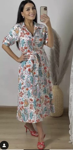 Zara Floral Print Poplin Midi Shirt 