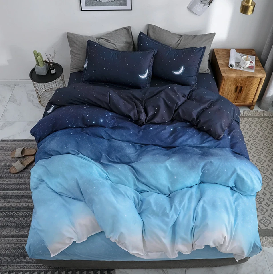 Nuevo - Juego de cama Night Sky Moon and Stars 4 piezas/Juego de cama Luna Y Estrellas Foto 2 de 4
