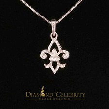 925 Sterling Silver Fleur De Lis Shape White Pendant with 0.30ct Cubic Zirconia