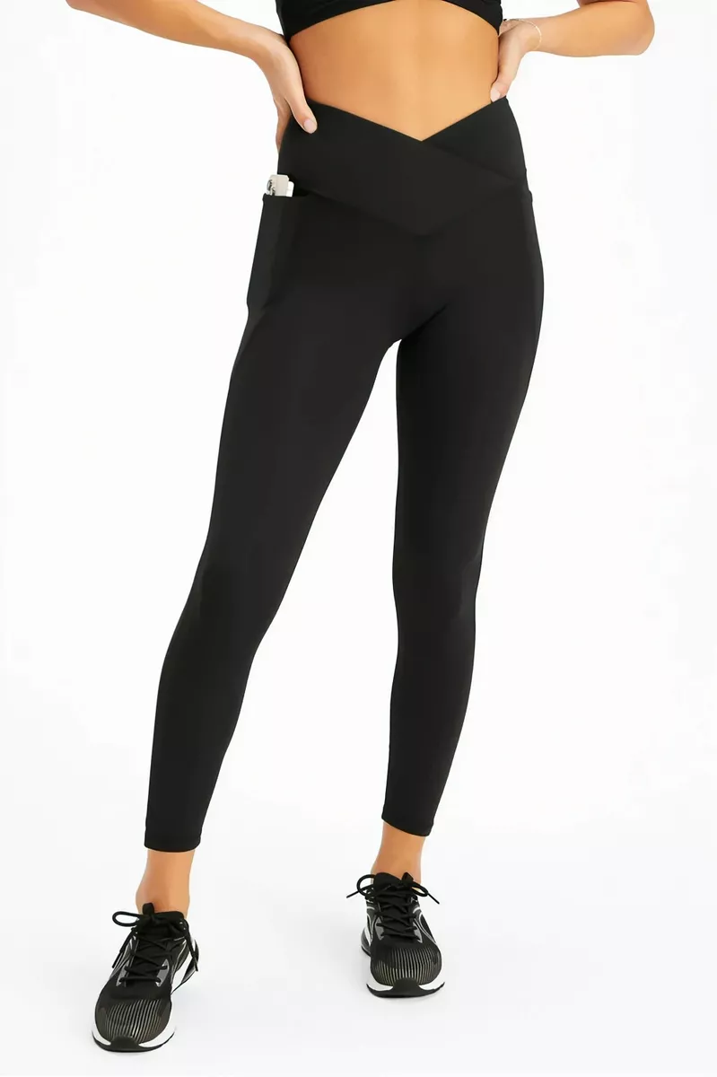 Fabletics Legging, High Waisted PureLuxe Crossover 7/8, Black, Size- LG.  Ret $74