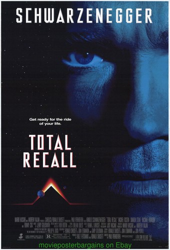 TOTAL RECALL MOVIE POSTER Original SS 27x40 Arnold Schwarzenegger 1990 N.MINT !!