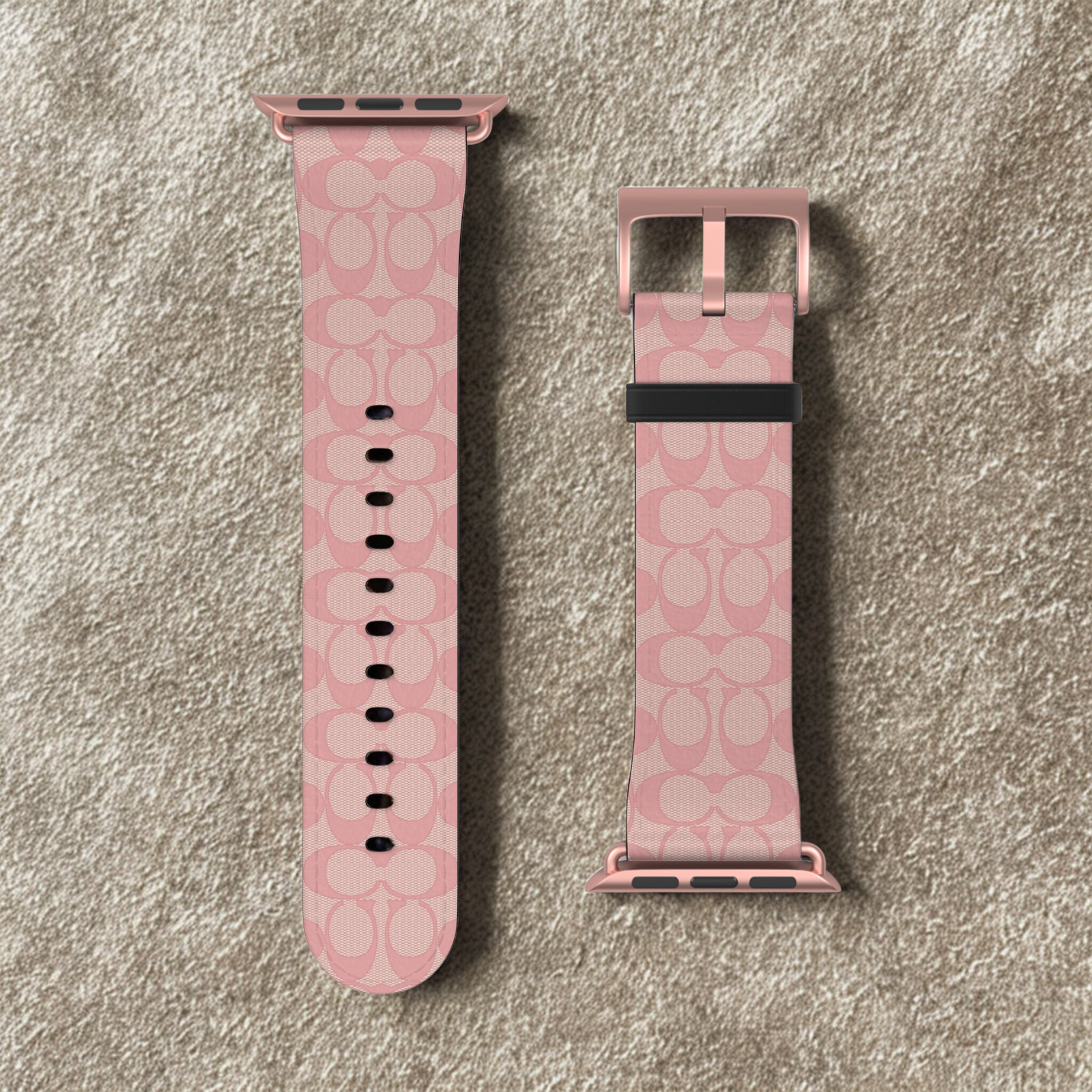 Coach Apple Watch faux leather watch straps, band, belt, Marmoleado, Pink Coach