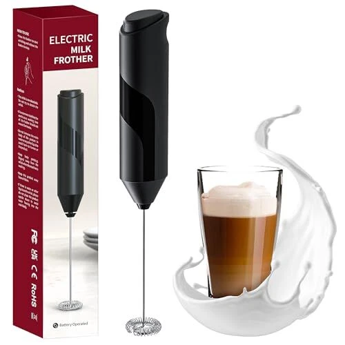 Milk Frother Wand, Handheld Milk Frother Drink Mixer, Electric Whisk Black