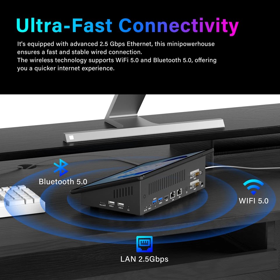 10,1 Zoll Mini PC Windows 11 Intel Alder Lake N5095 8GB+128GB Mini Computer WiFi - Bild 3 von 4