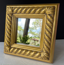 Artemide Specchio Quadrato Cornice Oro da Tavolo o Parete Appeso 8,5" Pergamena e Conchiglia