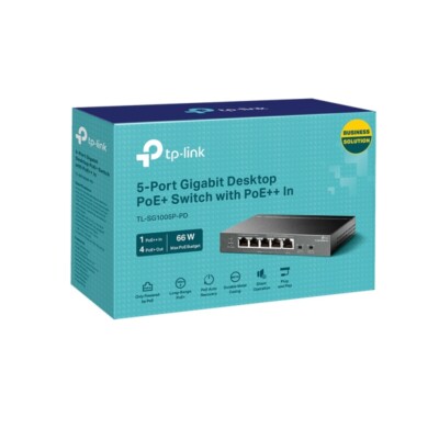 TP-LINK 5-Port Gigabit Desktop PoE+ Switch w/ 1-Port PoE++ In and