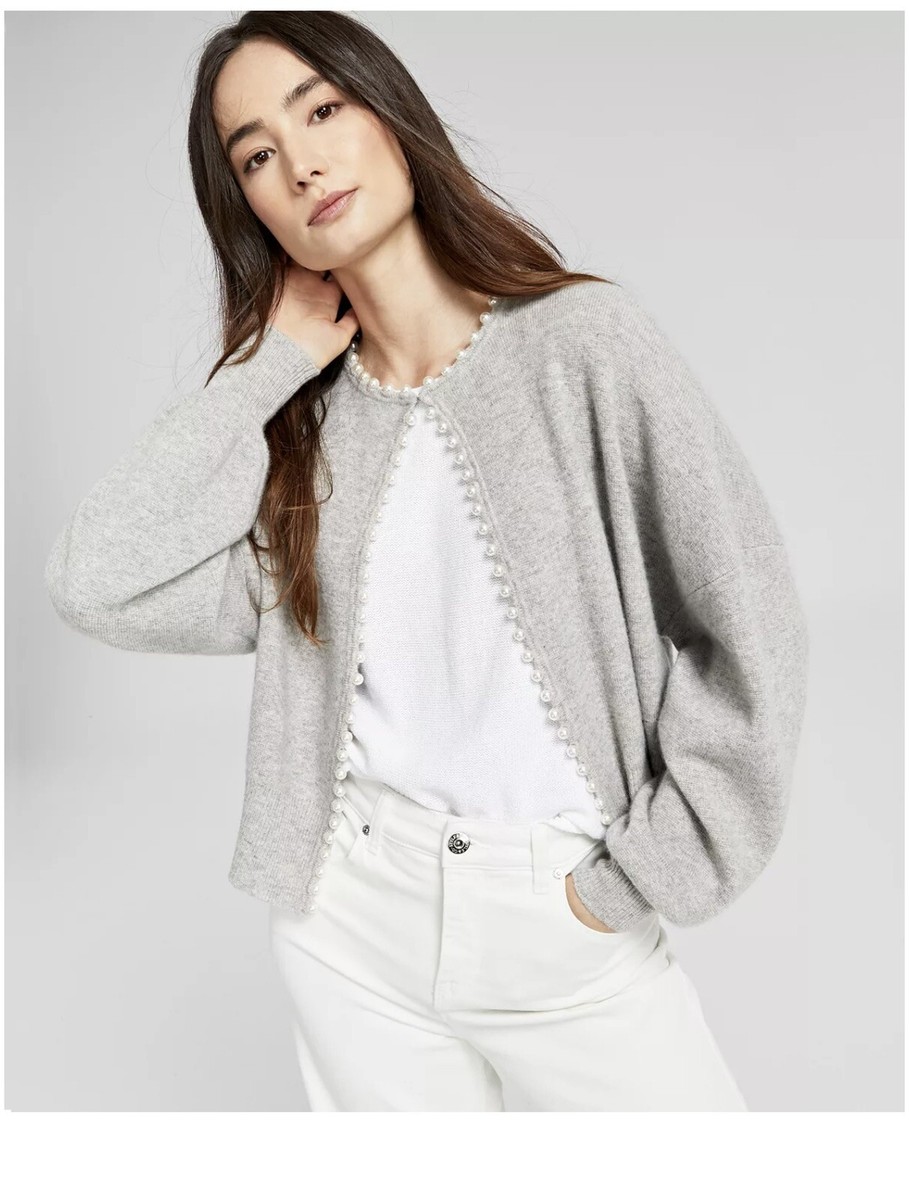 NWT Charter Club Women's Pearl Cashmere Cardigan L