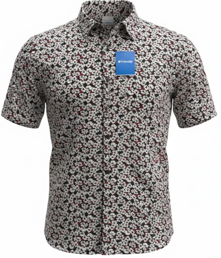 Columbia Men's PFG Rapid Rivers Printed Short-Sleeve Floral Multicolored Shirt