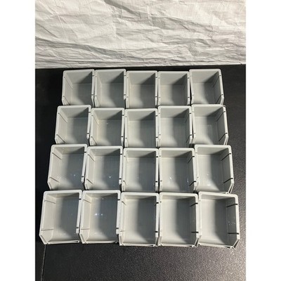 Lot of 20 Gray Plastic Stackable Storage Bins Open Front Hardware Organizer Bins