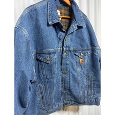Vintage Carhartt J11 DST Denim Jean Jacket XXL Blanket Lined Made in USA 2XL