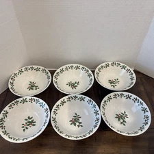 Set Of 6 Royal Norfolk Holly Berry Christmas Soup Cereal Dessert Bowls 7"