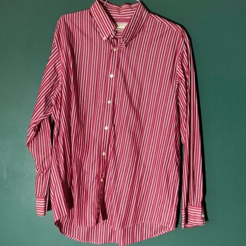 Michael Kors, Michael Kors Mens XXL Red White Candy Stripe Button Down Shirt Vintage Cotton