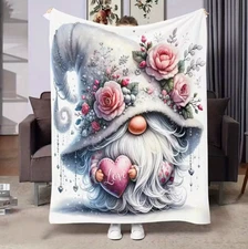 Whimsical Gnome "Love" Fleece Blanket - Cozy Christmas Flannel Throw Blanket