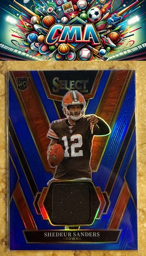 2025 Panini Select #RSW-SSS Shedeur Sanders Rookie Swatches Blue Prizm