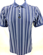 NEW Bad Birdie Ridge Winning Streak Stripe Blue Button Golf Polo Shirt Men's L
