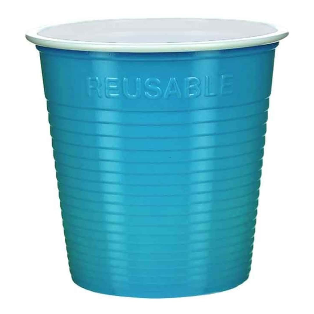 Vaso De Plástico Bicolor Turquesa Reutilizable 230 CC 30 Pz - Dopla - Fiestas