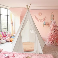 Larger 85" H Kids Teepee Play Tent, 2.1m Large Indoor Canvas Teepee Tent for ...