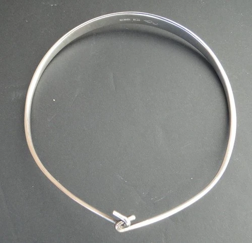 Vtg Hans Hansen Denmark Sterling Silver Modernist Choker Neck Ring Necklace 40gr