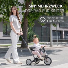 KikkaBoo FLIP Dreirad ab 1 Jahr mit Schubstange - Bis zu 5 Jahre, Laufrad 5-in-1