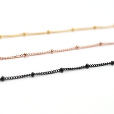 1Yard 18K Gold/Rose Gold Plated Stainless Steel Satellite Beads Chain SSC03
