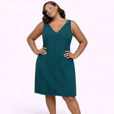 Mango Suit Dress Large UK 14 Green Classic V Neck Sleeveless Office Workwear