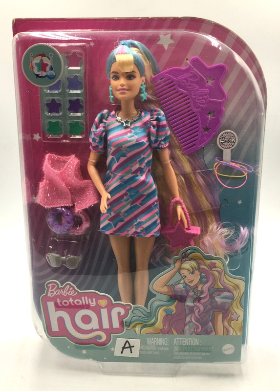 Mattel Barbie Totally Hair Fashion Doll Star Theme XL Blonde Hair & 15 Acc. #A