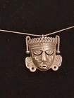 Vintage  Taxco Sterling Silver Tribal Mask Pendant With Nose Ring 1 Inch