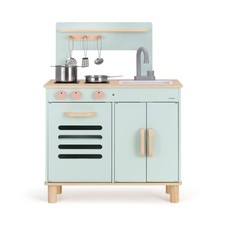 Wooden Play Kitchen Set, Mint Green Stove Sink with 5 Stainless S... Fast Ship