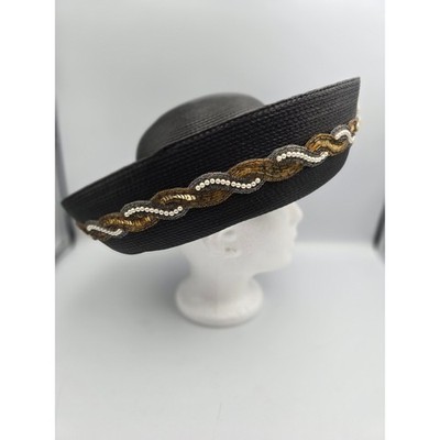 Unbranded Vintage Pillbox Hat Womens OS Black Good Beaded Sequin Pearl‎ Trim Sequin Pillbox Black Vintage Hats for Women for sale | eBay main image 4
