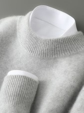 Wool Sweater Men's Semi-High-Neck Thick Sweater Knitted Base Layer Shirt