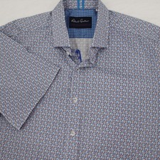 Robert Graham Shirt Mens XL Tailored Fit Button Up Geometric Print Short Sleeve