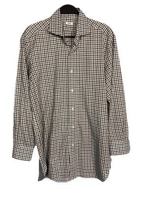 Barba Napoli Men's Plaid Button Down Shirt Size L Made in Italy Cotton Casual