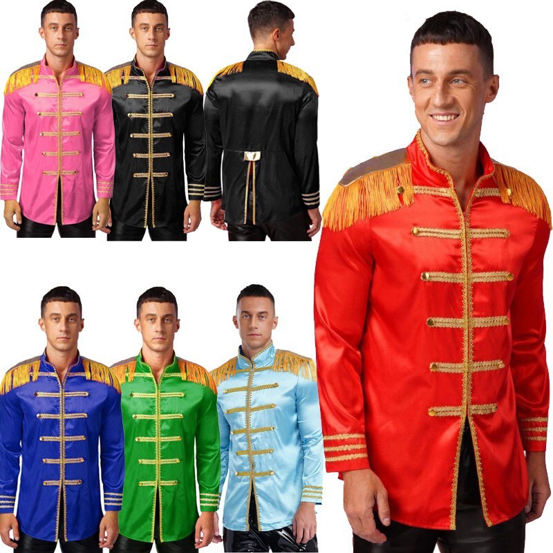 Men's Sergeant Pepper Cosplay Costumes Medieval Hippy Halloween Fancy Dress Up