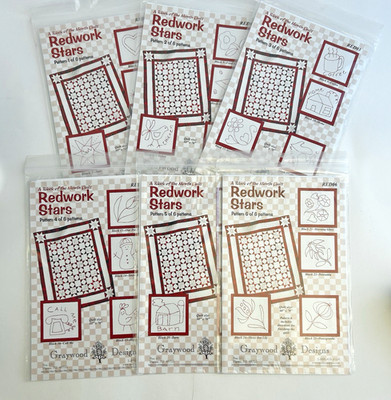 Redwork Stars Quilt Patterns Vintage Complete Set Lot Of 6 Graywood Designs READ