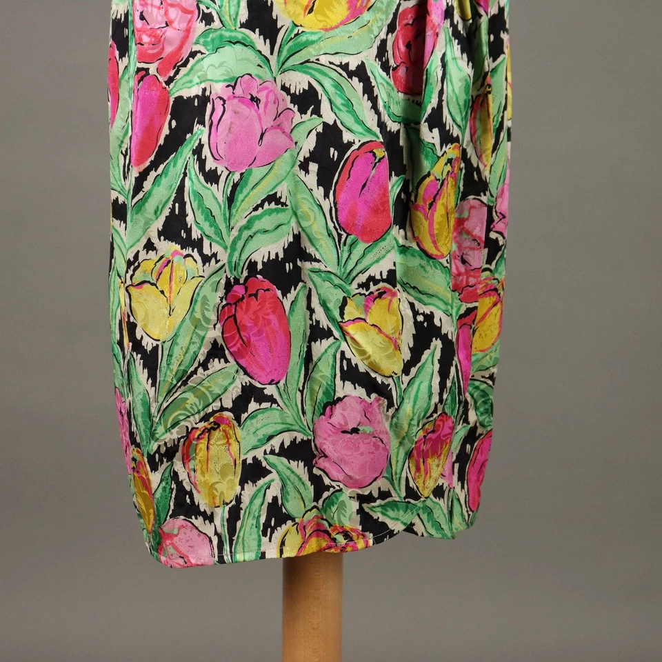 Robe Ungaro Vintage Soie Taille L Imprimé à Fleurs Années 80-90 Original - Photo 4/4